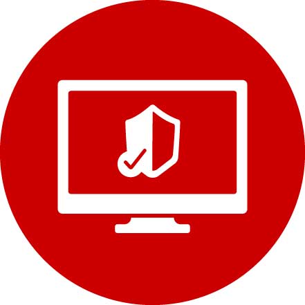 Computer screen with shield icon