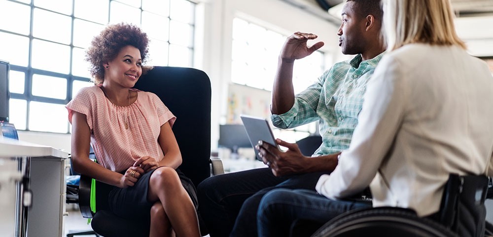 Diverse group of people in an office setting
