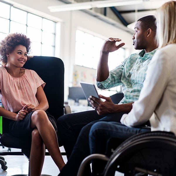 Diverse group of people in an office setting