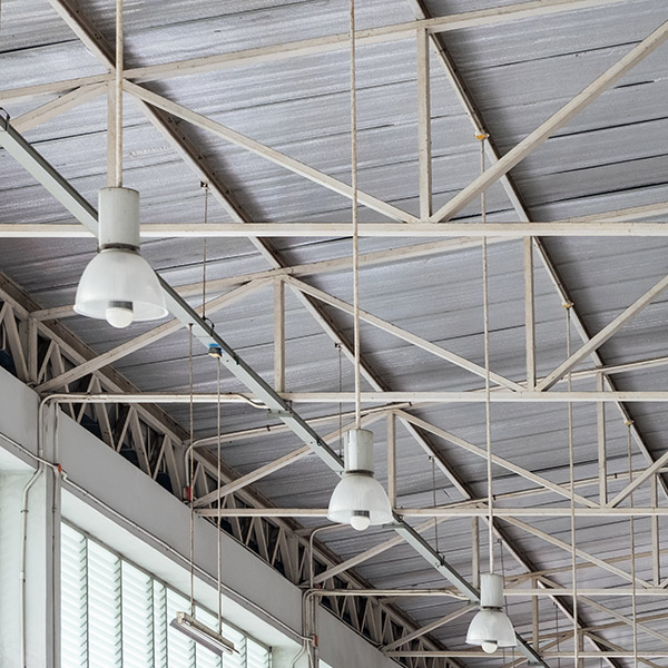 Lights along ceiling clean energy