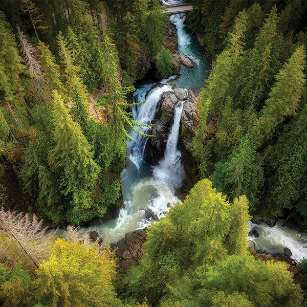 Overhead shot of a waterfall