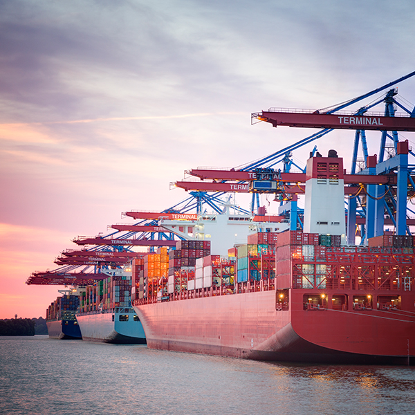 Cargo ships at sea