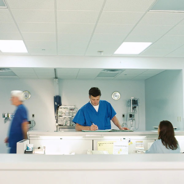 Doctors at hospital desk