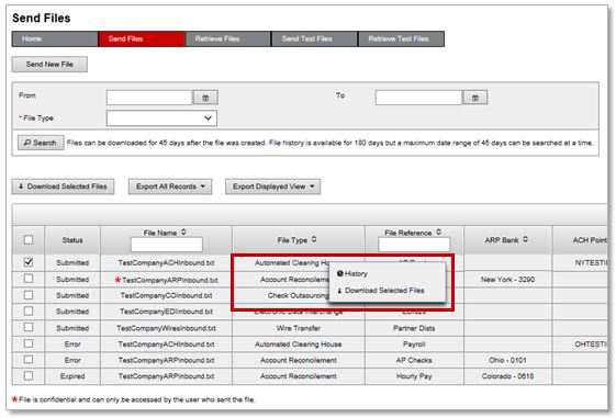 Send Files History