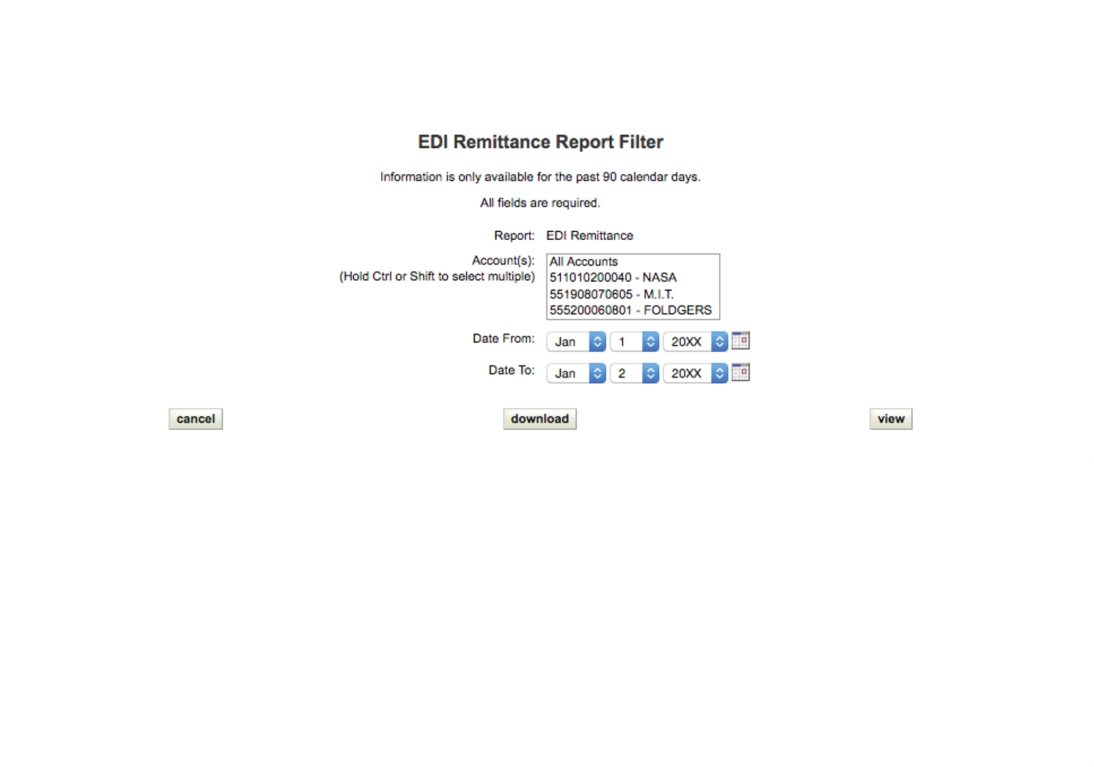 Static Report Filtering