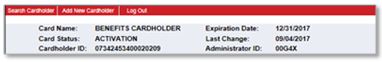 Card Information Toolbar