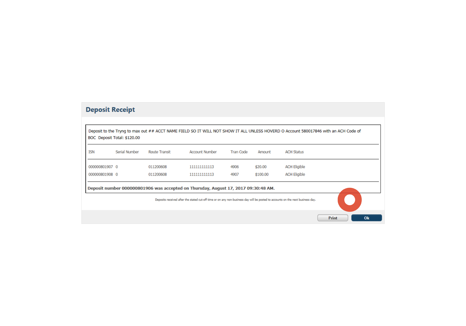deposit receipt