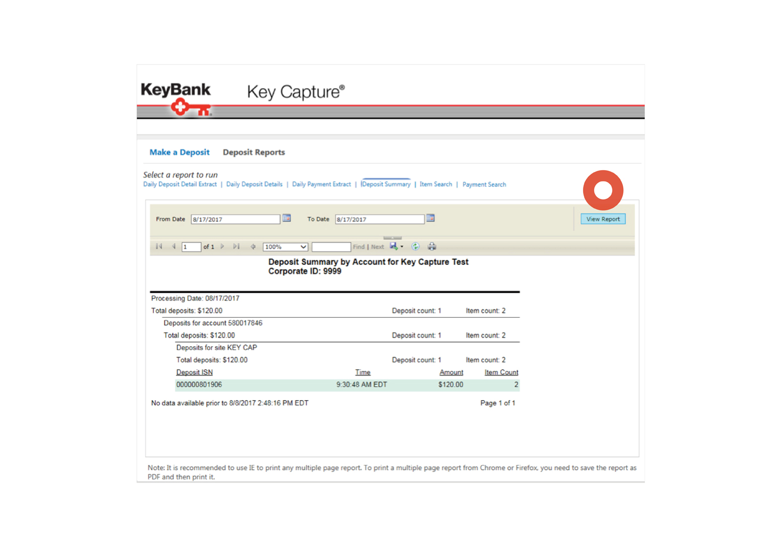 Deposit Summary