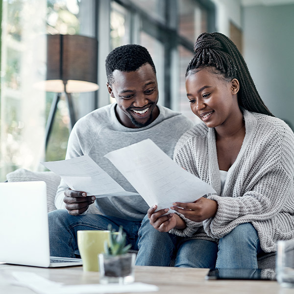 couple looking at papers