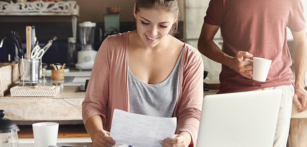Woman looking over a document