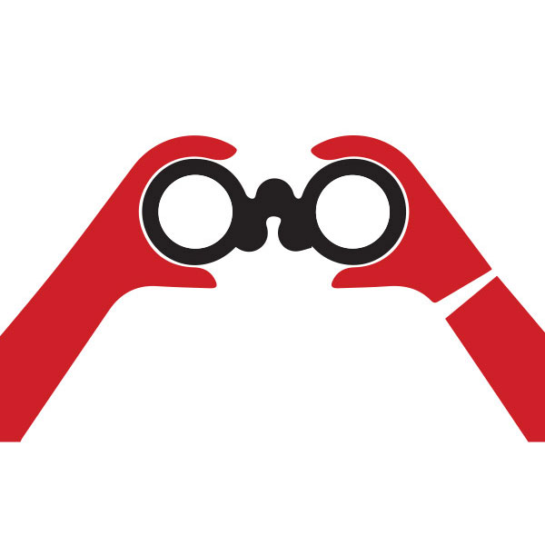 holding binoculars