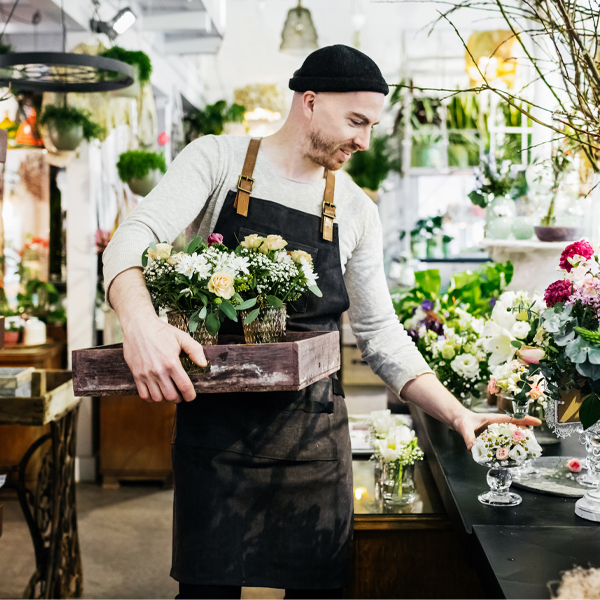 man in flower shop