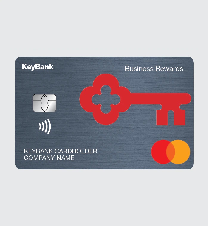KeyBank Business Rewards credit card art with contactless logo
