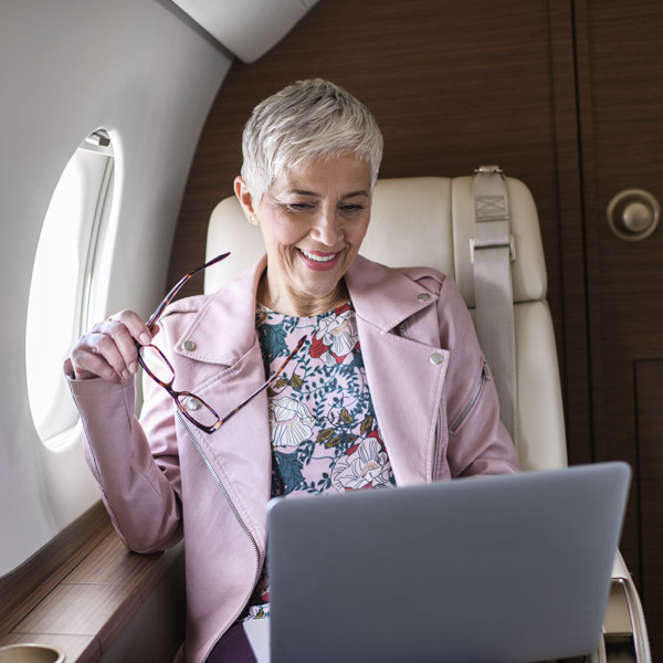 lady on an airplane