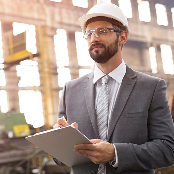 business man with a hard hat