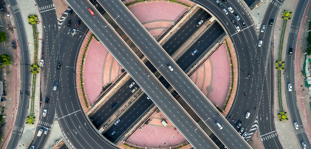 Highway seen from bird's-eye view