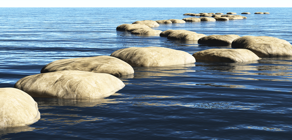 rock path on water
